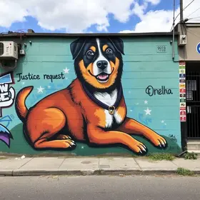 mural em homenagem ao cachorro Orelha
